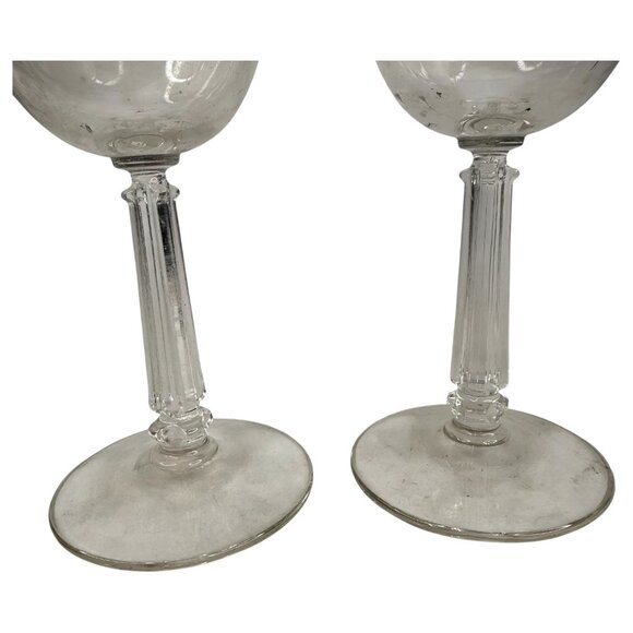 2 Libbey silver Leaf Frosted Water Glasses Wine Goblets Vintage Set MCM Barware - Picture 8 of 9